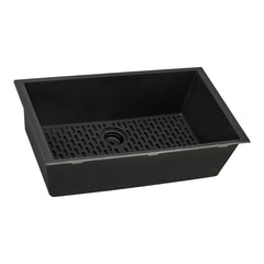 Undermount Kitchen Sink, Single Bowl, Granite Composite, 30 Inch, Midnight Black