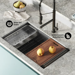 Undermount Kitchen Sink, Tourner, 32 Inch Stainless Steel in Polished Chrome