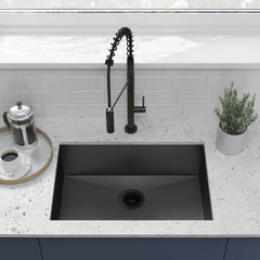 Undermount Kitchen Sink, Tourner, Single Basin in Black Stainless Steel