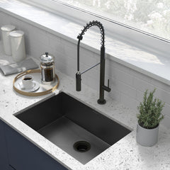 Undermount Kitchen Sink, Tourner, Single Basin in Black Stainless Steel