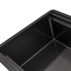 Undermount Kitchen Sink, Two-Tiered Ledge Workstation, Single Bowl, 45 Inch, Black