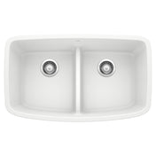 Undermount Kitchen Sink, Valea, Double Bowl, Low Divide, Silgranit, 32", White