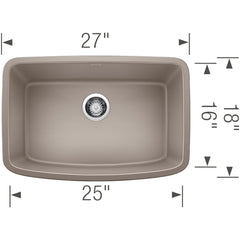 Undermount Kitchen Sink, Valea, Single Bowl, Granite Composite, 27 Inch, Truffle