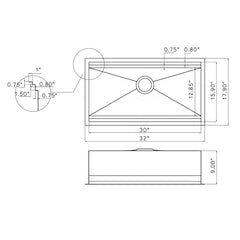 Undermount Kitchen Sink with Faucet, Single Bowl, Stainless Steel, 32 In, Matte Black