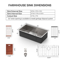 Undermount Kitchen Sink Workstation, Single Bowl, 16 Gauge Stainless Steel, Brushed