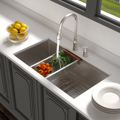 Undermount Kitchen Sink Workstation, Single Bowl, 16 Gauge Stainless Steel, Brushed