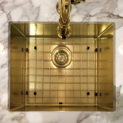 Undermount or Drop-In Kitchen Sink Set, Single Bowl, 18 Inch in Brass