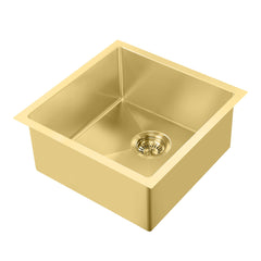 Undermount or Drop-In Kitchen Sink Set, Single Bowl, 18 Inch in Brass