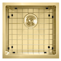 Undermount or Drop-In Kitchen Sink Set, Single Bowl, 18 Inch in Brass