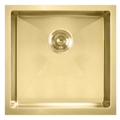 Undermount or Drop-In Kitchen Sink Set, Single Bowl, 18 Inch in Brass