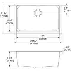 Undermount Sink, Quartz Classic, Single Bowl, Quartz, White