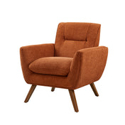 Upholstered Armchair in Orange Jacquard Fabric with Tufted Back