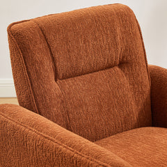 Upholstered Armchair in Orange Jacquard Fabric with Tufted Back