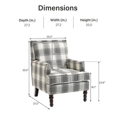 Upholstered Armchair, Linen with Solid Wood Frame in Antique Gray