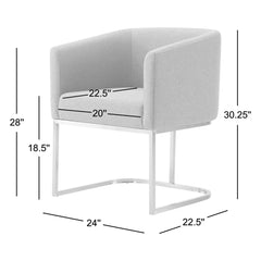Upholstered Armchair, Off-White Polyester with Antique Brass Legs