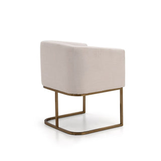 Upholstered Armchair, Off-White Polyester with Antique Brass Legs