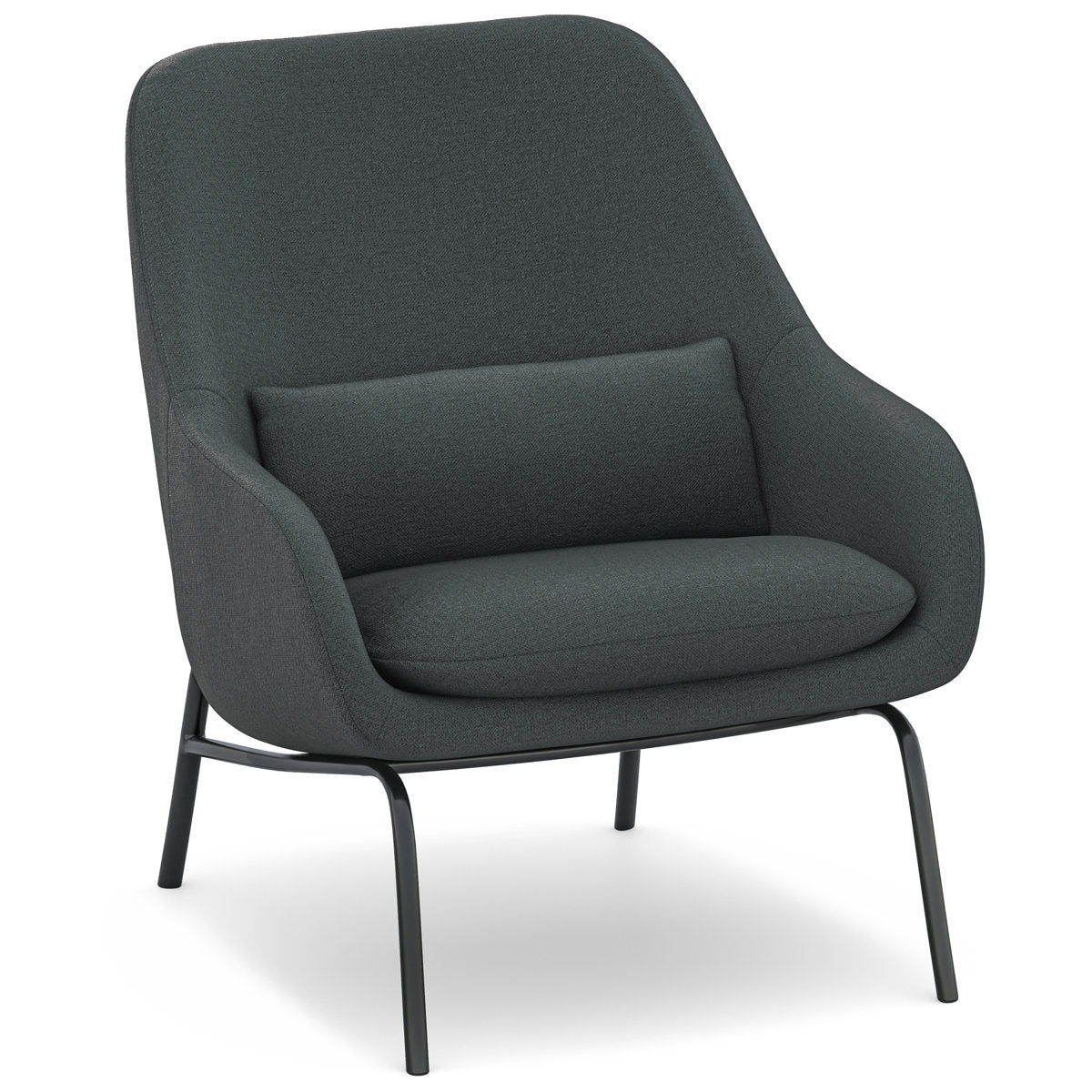 Upholstered Armchair, Steel Gray Polyester Blend with Metal Legs