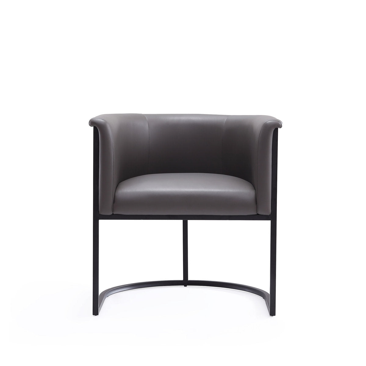 Upholstered Armchair, White Faux Leather with Black Metal Legs