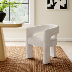 Upholstered Armchair with Wing Back in Natural Beige Microsuede