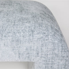Upholstered Bedroom Bench, 48 in Wide, Blue Polyester with Sled Legs