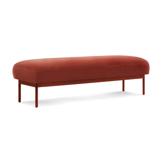 Upholstered Bedroom Bench, 60 In W, Tomato Velvet with Steel Legs