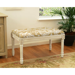 Upholstered Bedroom Bench, Solid Wood with Linen Blend Fabric