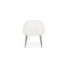 Upholstered Bench in Faux Fur with Silver Metal Legs