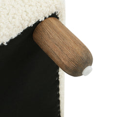 Upholstered Bench in White Polyester with Wood Legs