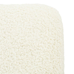 Upholstered Bench in White Polyester with Wood Legs