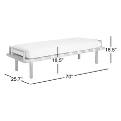 Upholstered Bench with Solid Teak Frame and Linen Blend Cushion