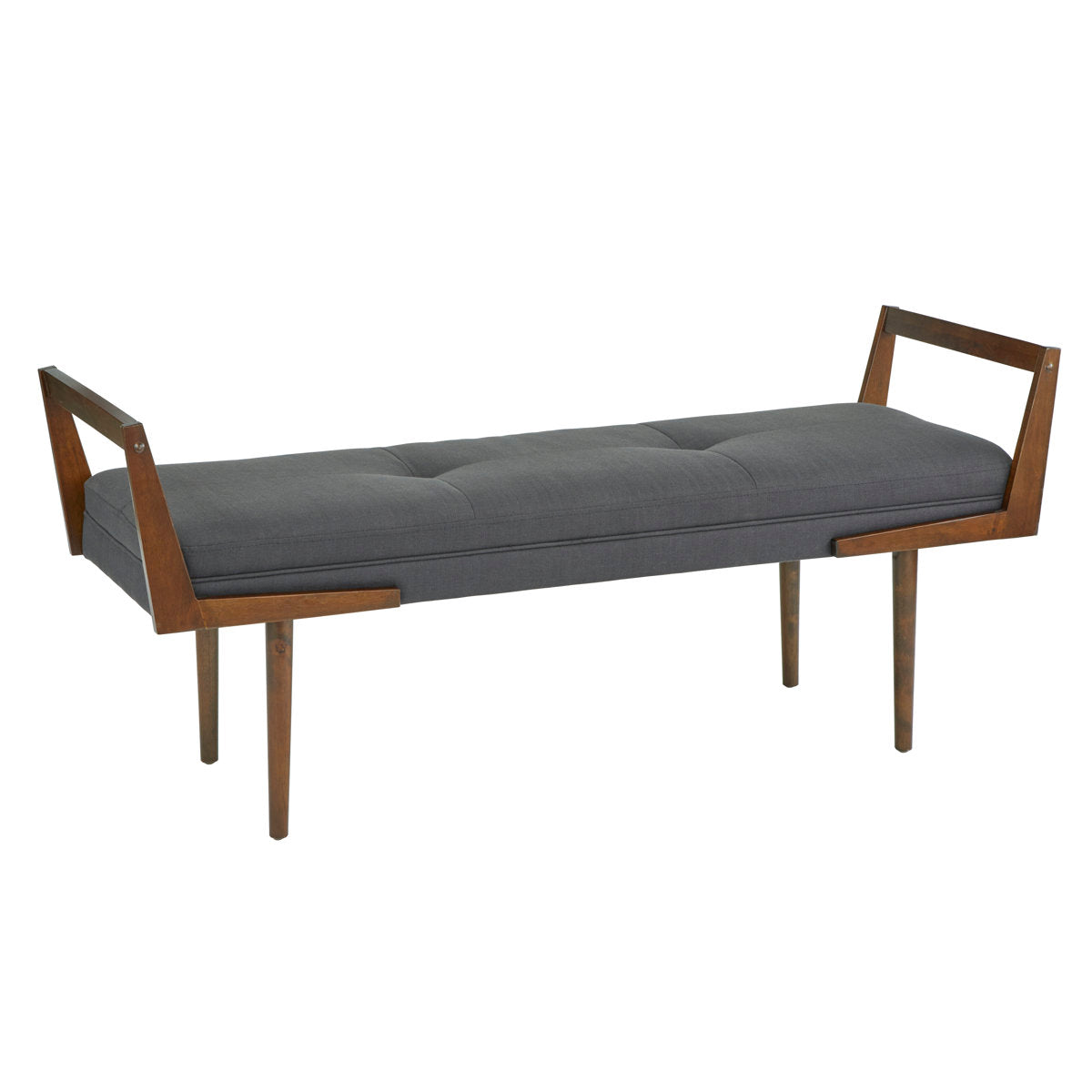 Upholstered Bench with Tufted Fabric and Solid Wood Legs