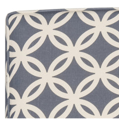 Upholstered Chair, Blue and Cream Rayon Upholstery with Espresso Wood Legs