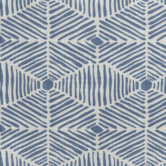 Upholstered Cube Ottoman, Dusty Blue Cotton with Wood Frame