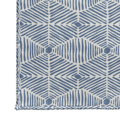 Upholstered Cube Ottoman, Dusty Blue Cotton with Wood Frame