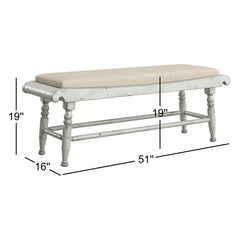 Upholstered Dining Bench, Linen Seat, Rubberwood Frame, Seats 2