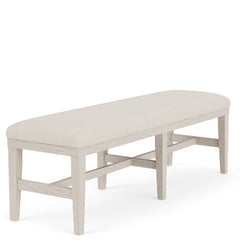Upholstered Dining Bench with Oak Frame in Cream Polyester
