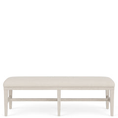 Upholstered Dining Bench with Oak Frame in Cream Polyester