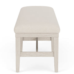 Upholstered Dining Bench with Oak Frame in Cream Polyester