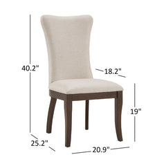 Upholstered Dining Chairs, Set of 2, Linen Wingback, Dark Cherry Wood Frame