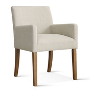 Upholstered Dining Chairs, Set of 6, Beige Linen Blend with Natural Wood Legs