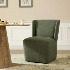Upholstered Dining Side Chair with Wood Frame in Mellow Forest Chenille