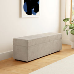 Upholstered Entryway Bench with Storage, Honeycomb Taupe Chenille