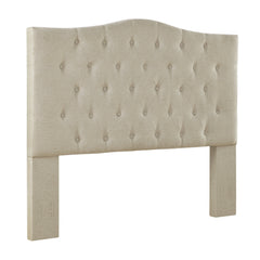 Upholstered Headboard, King, Beige with Tufted Polyester Blend
