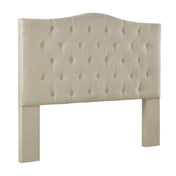 Upholstered Headboard, King, Beige with Tufted Polyester Blend