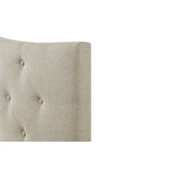 Upholstered Headboard, King, Beige with Tufted Polyester Blend