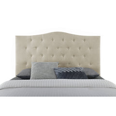 Upholstered Headboard, King, Beige with Tufted Polyester Blend