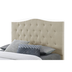Upholstered Headboard, King, Beige with Tufted Polyester Blend