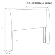 Upholstered Headboard, King, Blue Striped Cotton, Wingback