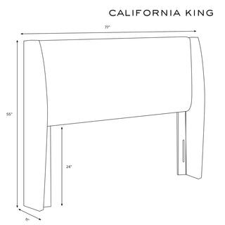 Upholstered Headboard, King, Blue Striped Cotton, Wingback