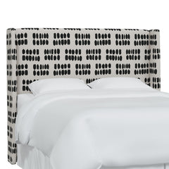 Upholstered Headboard, King, Blue Striped Cotton, Wingback